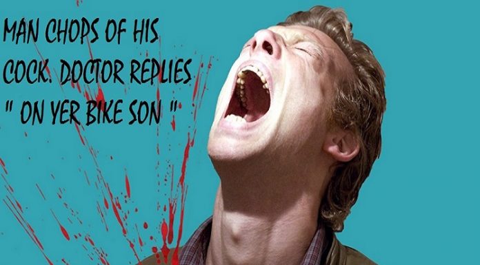 MAN HACKS OFF HIS OWN SAUSAGE