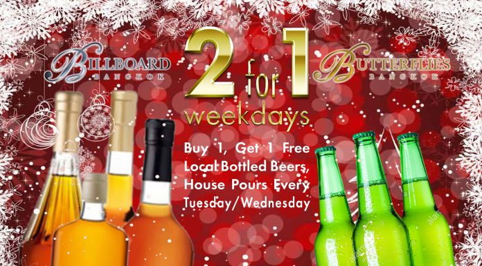 2-For-1 Midweek Drinks at Billboard, Butterflies in December
