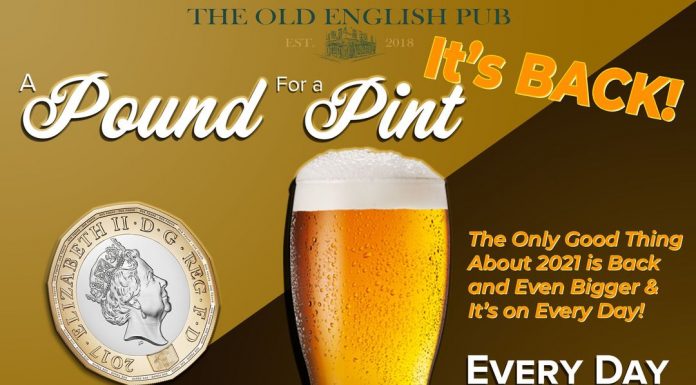 It’s Back! A Pound For A Pint @ The Old English Pub