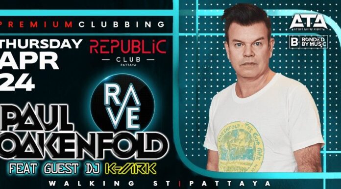Legendary trance DJ Paul Oakenfold to perform at Republic Club, Pattaya