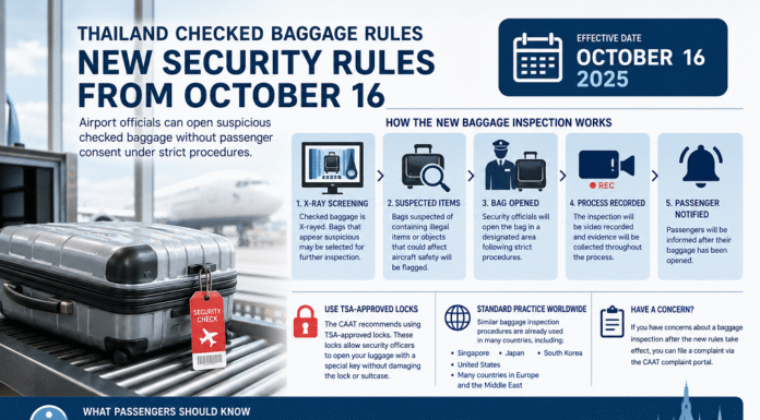 Thailand to Allow Checked Baggage to Be Opened Without Passenger Consent From October 16