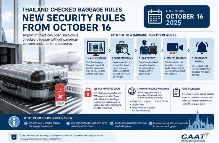 Thailand to Allow Checked Baggage to Be Opened Without Passenger Consent From October 16