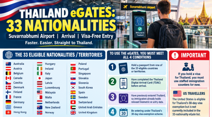 Thailand eGates Open to 33 Nationalities at Bangkok Airport